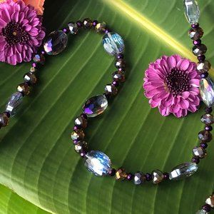 35 3/4" Magical Fairy Purple Faceted Crystal Glass Necklace $40